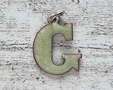 1970er Vintage Buchstabe Anhänger G grün Emaille Geschenk Mode Retro Name Taufe