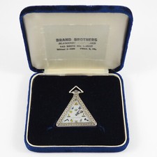Freimaurer / Masonic Taschenuhr in 925er Silber - Mother of Pearl Zifferblatt