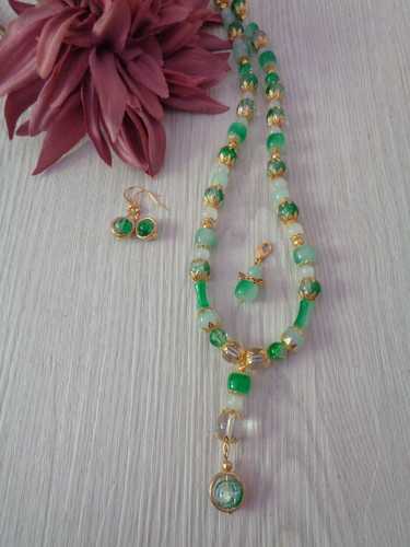 Schmuckset grün weiß gold - schmuckset, grün-weiß-gold