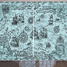 Karte Rustikale Gardine Pirate Ships Treasure Island