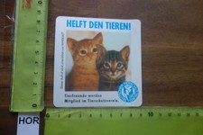 Alter Aufkleber Tierschutz DEUTSCHER TIERSCHUTZBUND Helft den Tieren Katzen
