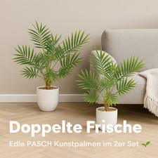 PASCH Kunstpalmen Areca 2er Set.35cm im weißen Keramiktopf – künstliche Pflanzen