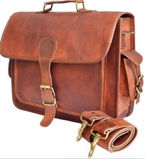 Braune Herren-Aktentasche aus echtem Leder Kuriertasche Schultertasche Laptop...