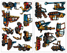 17-teiliges Trecker Traktor Fahrzeug Set Wandtattoo LKW Aufkleber Landwirtschaft