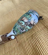 Antike Porzellanpfeife original, Jagdmotiv, sehr schönes Mundstück mit Horn