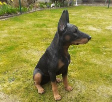 Gartenfigur Hund Dobermann schwarz 60cm 3399 Garten lebensecht Figur