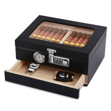 Humidor Set für 35 Zigarren mit Schlos Schublade digitalem Hygrometer Holz