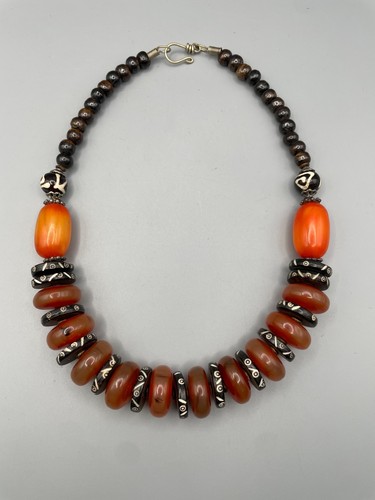 Ethno halskette orange - halskette,