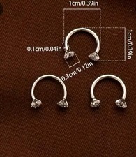 Nasenring Edelstahl Ohrring Piercing Schmuck Hypoallergen Zirkonia 3 Stück NEU