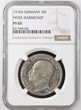 VALORIS Kaiserreich Hessen 3 Mark 1910 A Ernst Ludwig NGC PF 65