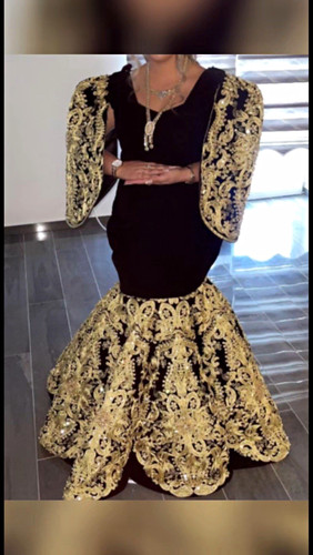 Damen abendkleid schwarz gold - abendkleid, schwarz/gold