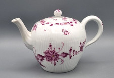 Meissen Porzellan Tee Kanne antik Marcolini Indisch Purpur Fels Blüten vergoldet