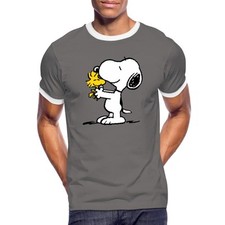 Peanuts Snoopy Und Woodstock Männer Kontrast T-Shirt
