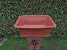 sehr große rechteckige Bonsaischale, unglasiert, gebraucht, ca. 46 x 36  x 29 cm
