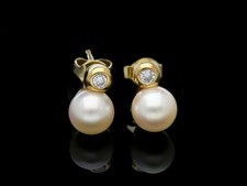 Top Preis Juw. Christ Ohrstecker Diamanten Zucht Perlen 585 Gold Deta Schmuck