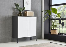 BMG Möbel Schuhkommode Mailand 4, grifflos, Metallfüßen, Anthrazit/ Weiß