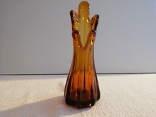 1970er Jahre Zipfelvase Glas bernsteinfarben Murano? 18,5 cm hoch
