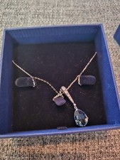 Original Swarovski Kette Collier Silber Blauer Stein