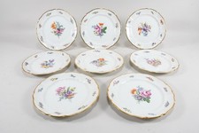 Q28R62- 8x Nymphenburg Porzellan Teller Blumenmalerei und Goldrand