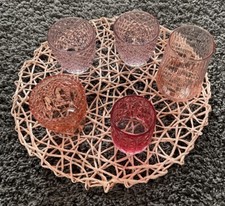 Deko Set 5 Windlichter Teelichtgläser in Rosa und 1 Bastset/Untersetzer
