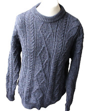 BRITISH WOOL MADE IN ENGLAND HERREN ZOPF ARAN  WOLLE Pullover  Gr M   71CM