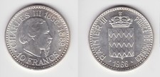 10 Francs Silber Münze Monaco