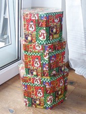 3 x Weihnachtsschachteln 6-eckig versch. Größen bunt TOP