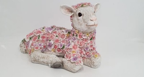 Dekofigur blumenschaf liegend - blumenschaf,