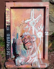 C. FANTA - Sculptur abstrakte Kunst Bild ORIGINAL Holz MALEREI art Acryl neu