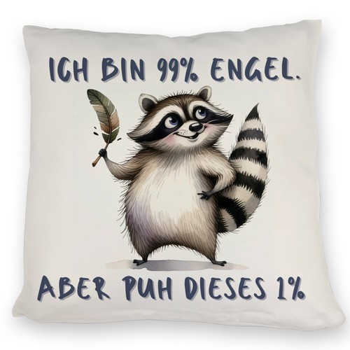 Waschbär kissen mit spruch - waschbär,