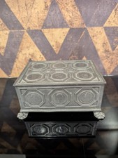 Antike Schmuckschatulle Aus Zinn Innen Samt mit Löwenfüßen Schmuckkasten alt