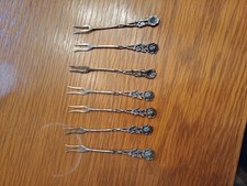 Hildesheimer Rose # Obstgabel- Cocktail Gabel # zwei Zinken #  90 er Silber