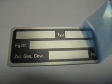Typenschild für Kfz Auto