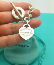 Return to Tiffany & Co. Herz Anhänger Knebel Sterlingsilber 7,75" Kette Armband