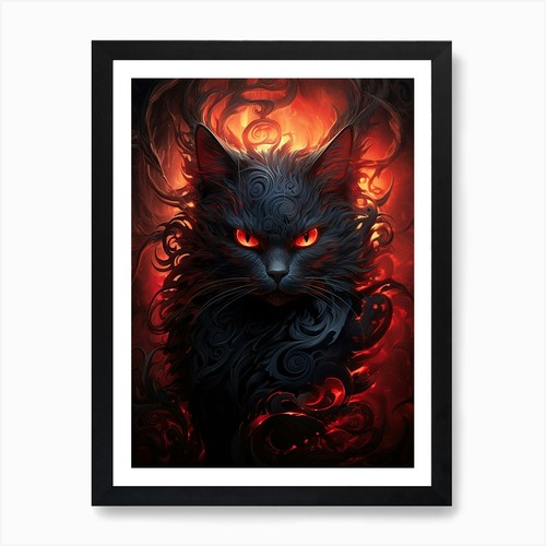 Schwarze katze kunstdruck - schwarze,
