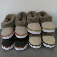 Herren Hausschuhe Lammfell Pantoffeln Hüttenschuhe Ledersohle Winter warm NEU