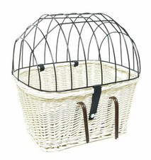 Fahrradkorb aus Weide für Lenker 45 x 34 cm Hund Katze Gitter + Kissen (W-S)