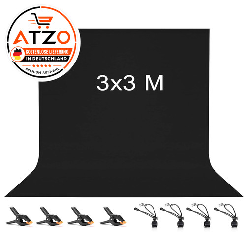 Fotohintergrund 3x3m schwarz - fotohintergrund,