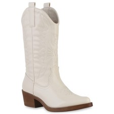 Damen Cowboystiefel Stiefel Stickereien Holzoptikabsatz 840208 Schuhe 