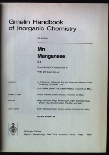 Gmelin handbook inorganic - handbook, of