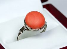 Silber - antiker viktorianischer Ring - Ø 13 mm natürliche Koralle