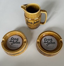 Karaffe Long John Set und 2 Aschenbecher Long John Made in England