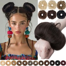 Echthaar Dutt Haarteil Haargummi Glatt Bun Gelockt Haardutt Haarverlängerung