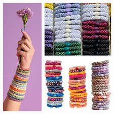 Kknekki Haargummi bunt Haarband mit Perle Mix Glitter Stripe original Zopfgummi