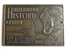 Plakette Heilbronn Historic 2002 MCH VFV ADAC Emblem Schild Andenken Sammler