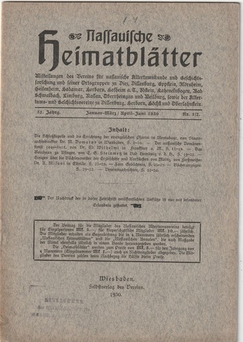 Nassauische heimatblätter - nassauische,
