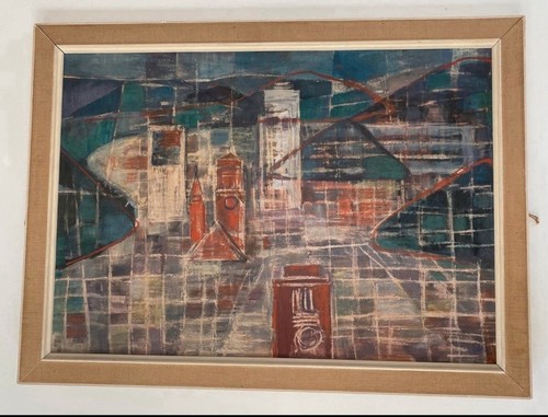 Art deco gemälde - gemälde, skyline