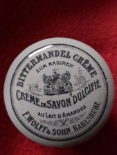 F. Wolff & Sohn Rasiercreme      Deutscher antiker Bittermandel-Creme-Topfdeckel