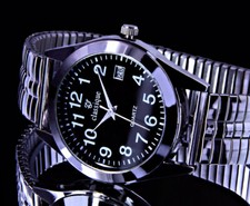 Classique Damen Armband Frauen Uhr Zug Flex Band Schwarz Silber Farben Datum