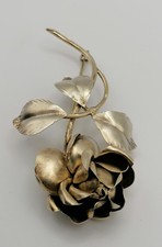 Große 3D Rosenbrosche 830er Silber vergoldet  brooch rose silver gold